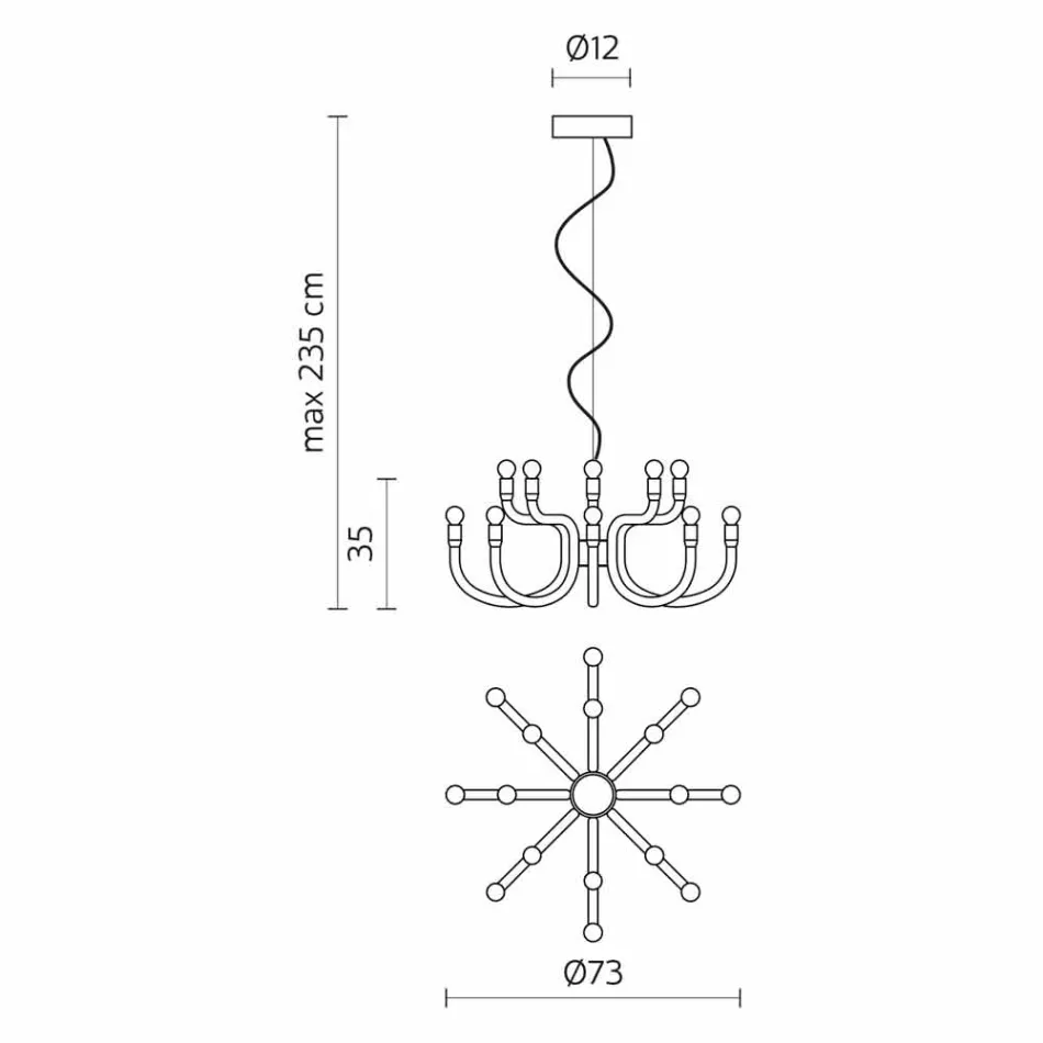Lustre à suspension avec 16 ou 32 lumières en aluminium blanc ou noir - Alviso Viadurini