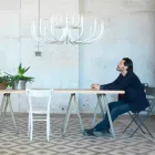Lustre à suspension avec 16 ou 32 lumières en aluminium blanc ou noir - Alviso Viadurini