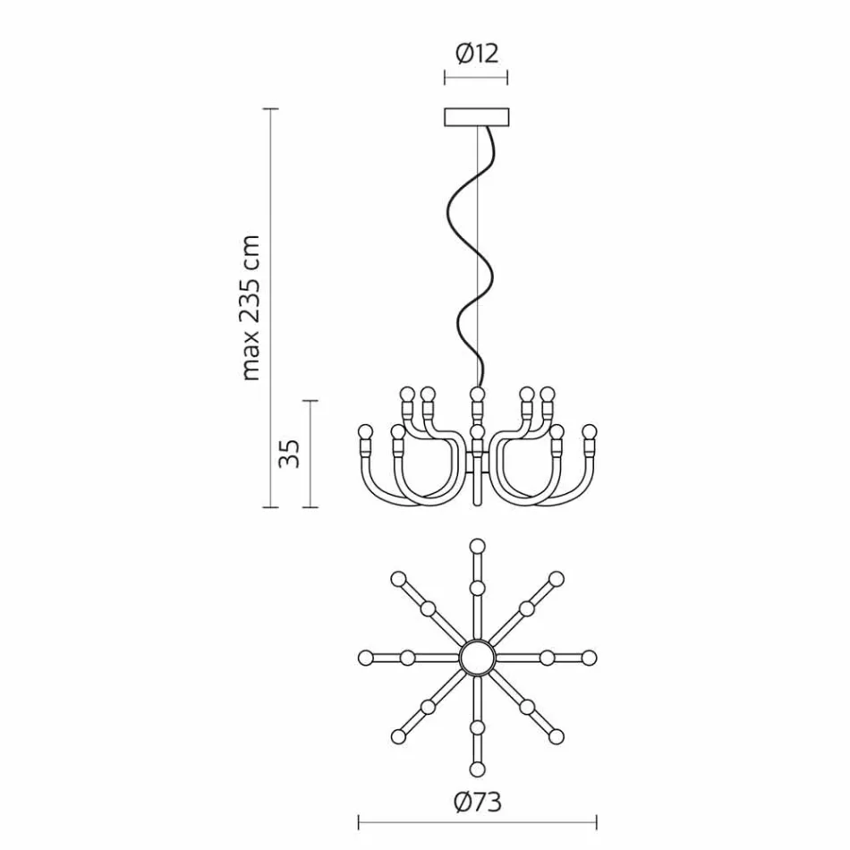 Lustre à suspension avec 16 ou 32 lumières en aluminium blanc ou noir - Alviso Viadurini