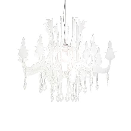Suspension en plexiglas blanc satiné, fabriquée en Italie - Luca Viadurini