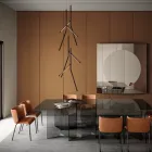 Lustre à Suspension avec Rosette Simple en Bois Made in Italy - Orlov Viadurini