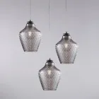 Suspension Alnitak à 3 lumières en verre noir et métal Viadurini