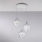 Suspension Alnitak à 3 lumières en verre noir et métal Viadurini