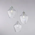 Suspension Alnitak à 3 lumières en verre noir et métal Viadurini