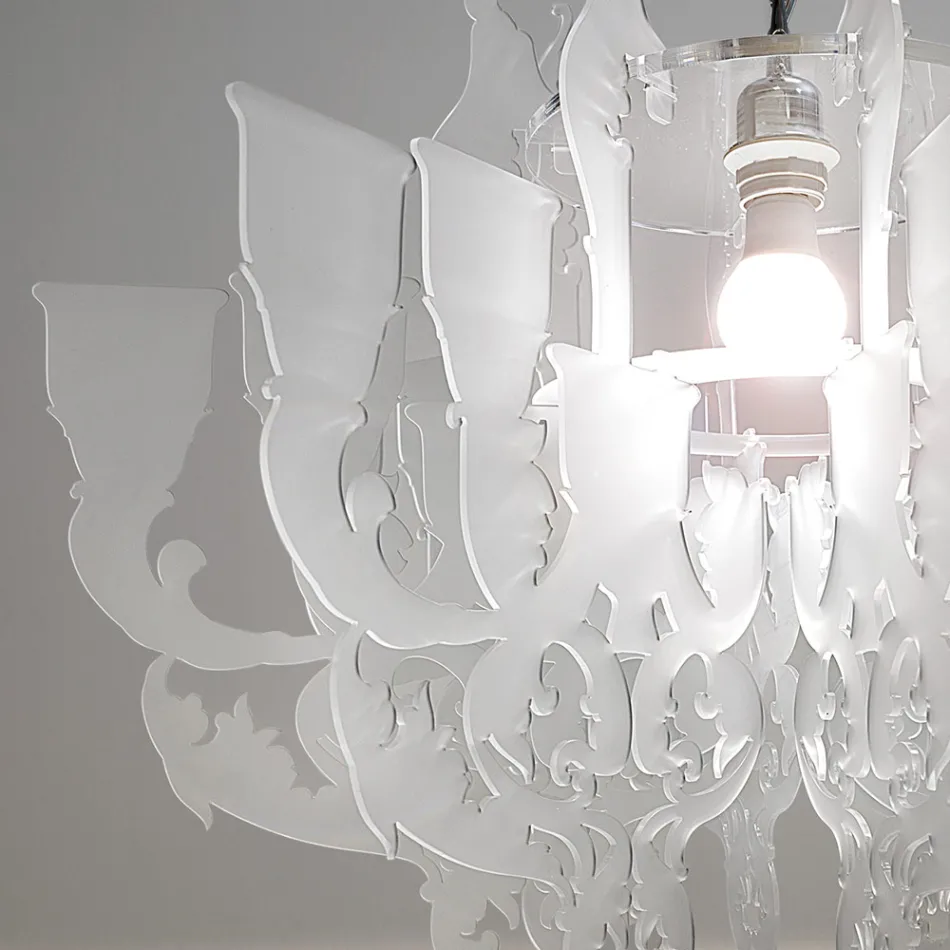 Suspension en plexiglas blanc satiné, fabriquée en Italie - Gea Viadurini