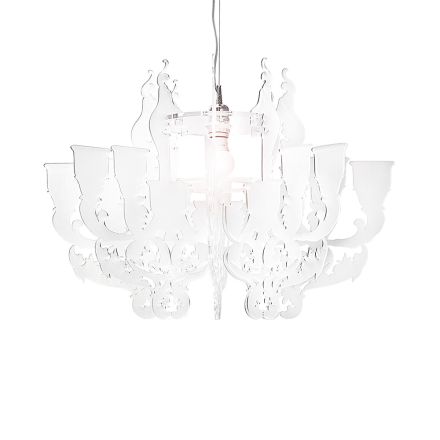 Suspension en plexiglas blanc satiné, fabriquée en Italie - Gea Viadurini
