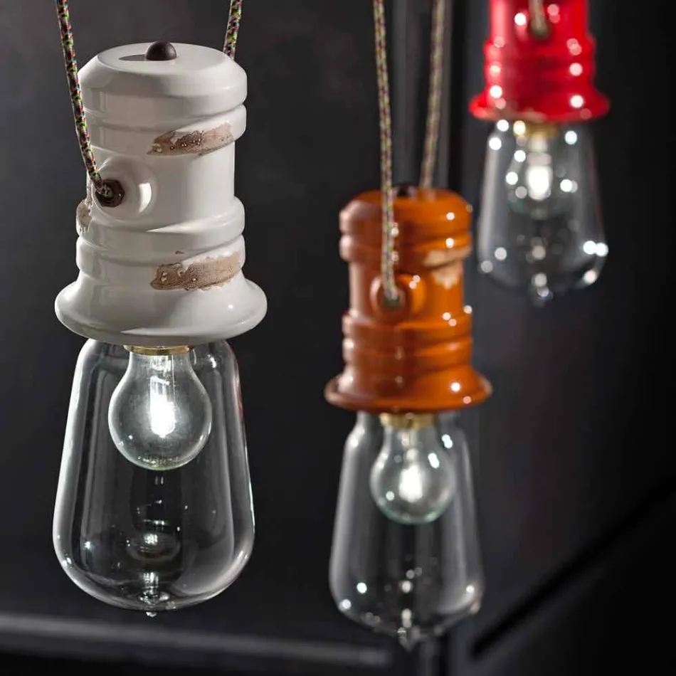 Lustre avec trois spots artisanat suspension Jayda Ferroluce Viadurini