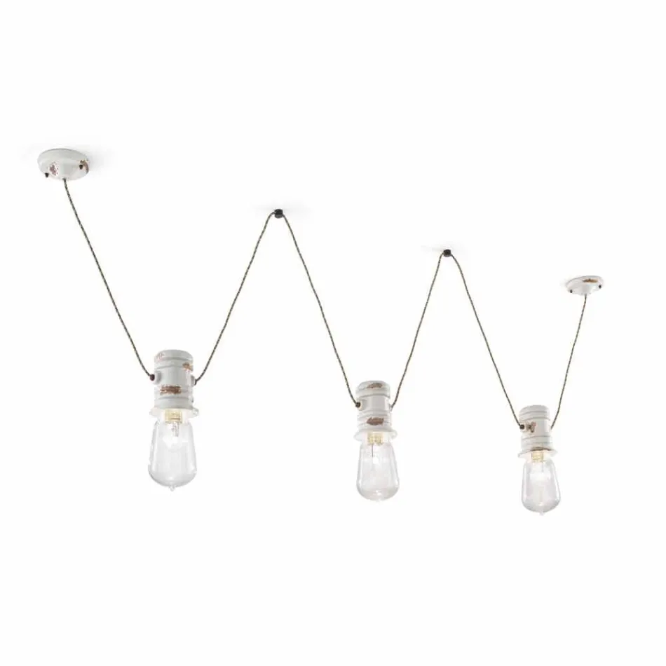 Lustre avec trois spots artisanat suspension Jayda Ferroluce Viadurini