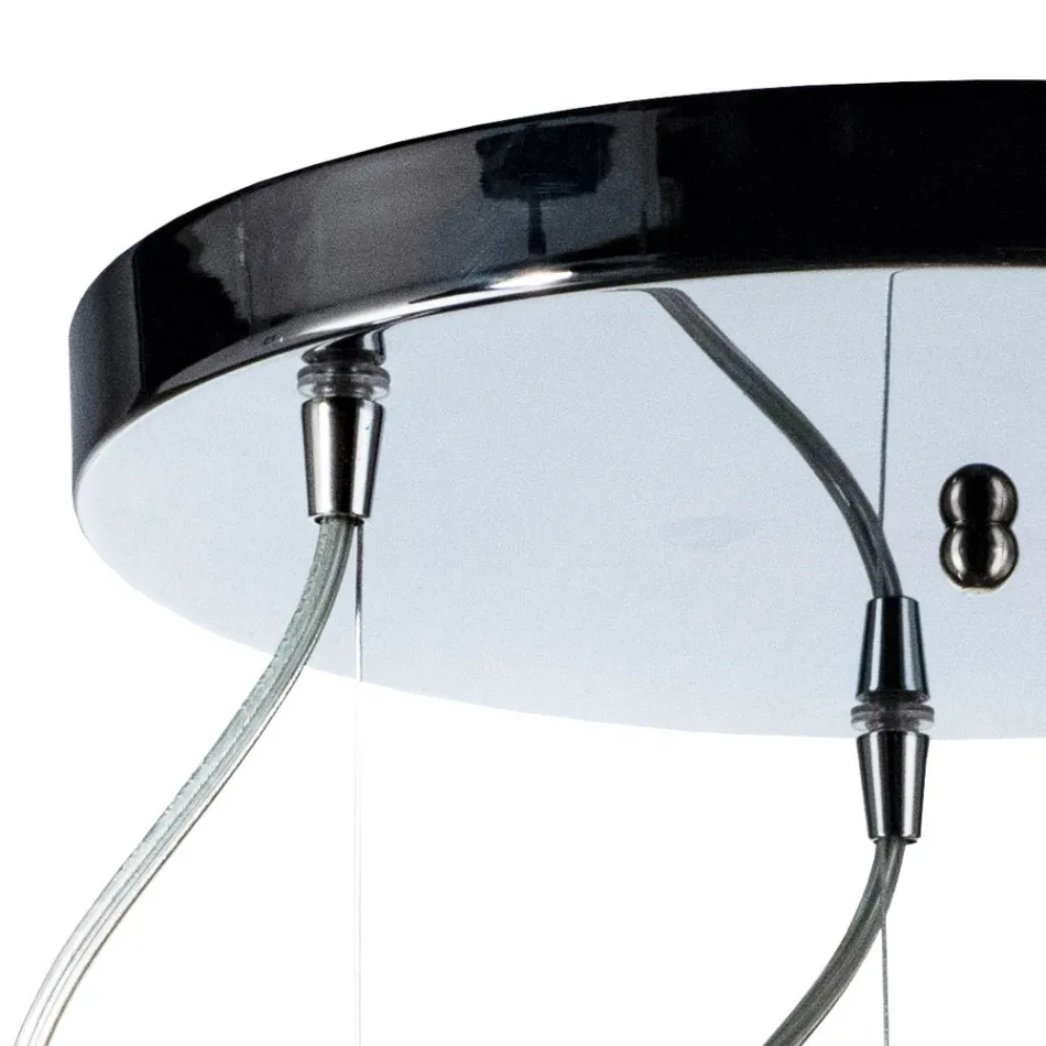 Lustre à trois lumières avec barre circulaire en verre soufflé, fabriqué en Italie - Soffio Viadurini