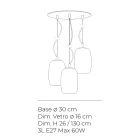 Lustre à trois lumières avec barre circulaire en verre soufflé, fabriqué en Italie - Soffio Viadurini