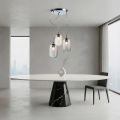 Lustre à trois lumières avec barre circulaire en verre soufflé, fabriqué en Italie - Soffio