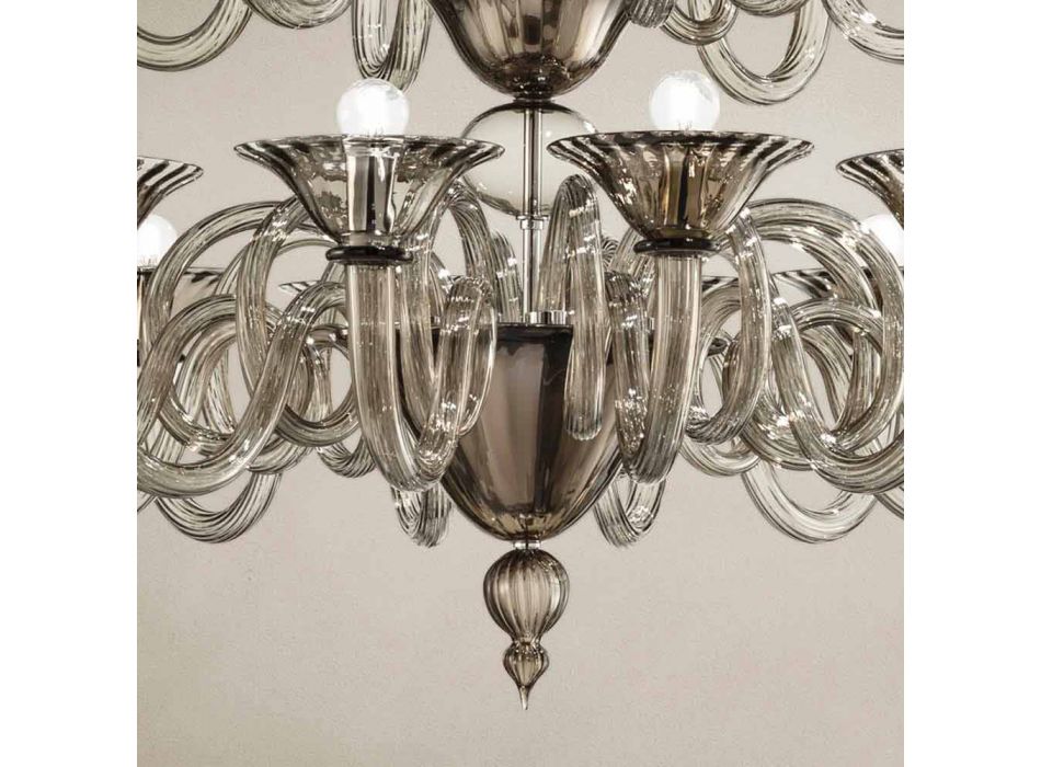 Lustre artisanal à 18 lumières en verre de Venise, fabriqué en Italie - Margherita Viadurini