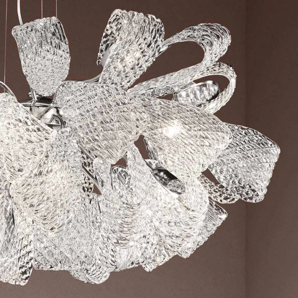 Lustre Artisan à 21 Lumières en Verre Vénitien, Fabriqué en Italie - Diamonique Viadurini