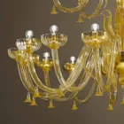 Lustre artisanal avec 28 lumières en verre vénitien et or fabriqué en Italie - Regina Viadurini