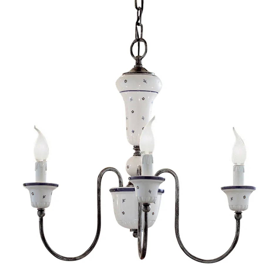 Lustre artisanal en céramique et laiton antique - Sanremo Viadurini