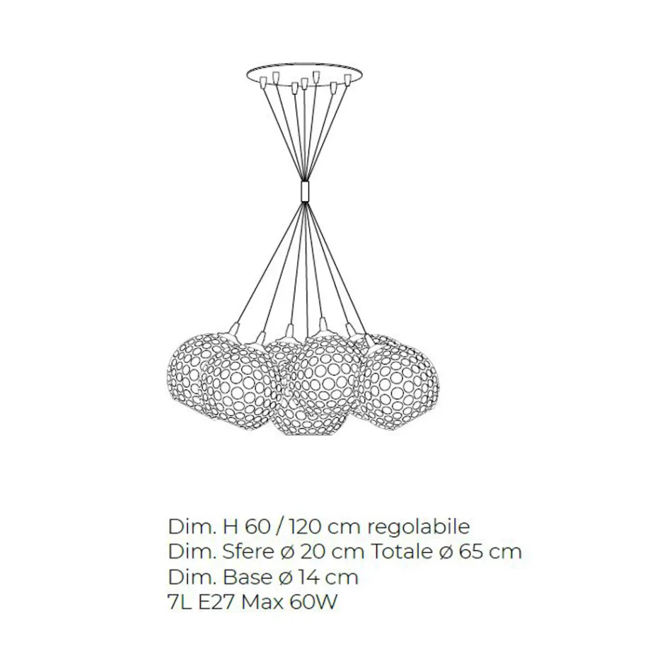 Lustre artisanal en verre et métal de Venise - Bolle Balloton Viadurini