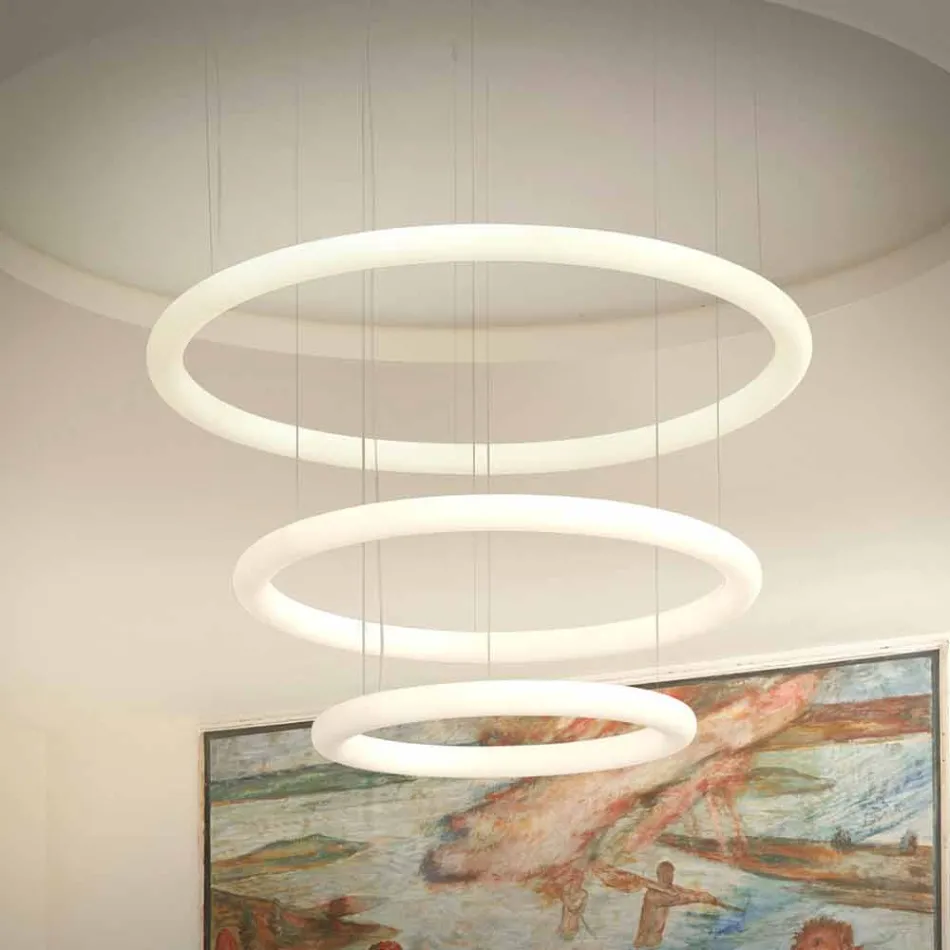 Lustre design blanc avec rosace en métal Made in Italy - Slide Giotto Viadurini