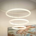 Lustre design LED blanc avec rosace en métal Made in Italy - Slide Giotto