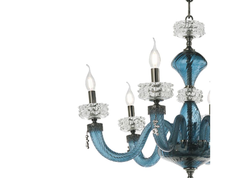 Lustre classique 12 lumières en verre artisanal de luxe italien - Saline Viadurini