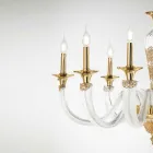 Lustre Classique 12 Lumières en Verre et Cristaux Artisanal - Magrena Viadurini