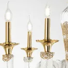 Lustre Classique 12 Lumières en Verre et Cristaux Artisanal - Magrena Viadurini