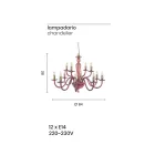 Lustre classique 12 lumières en verre et métal italien fait à la main - Oliver Viadurini