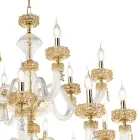 Lustre classique 18 lumières en verre artisanal de luxe italien - Saline Viadurini