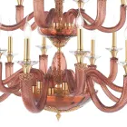 Lustre Classique 18 Lumières en Verre et Cristaux Artisanal - Magrena Viadurini