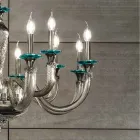 Lustre Classique 18 Lumières en Verre et Cristaux Artisanal - Magrena Viadurini