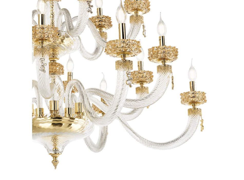 Lustre classique 30 lumières en verre artisanal de luxe italien - Saline Viadurini