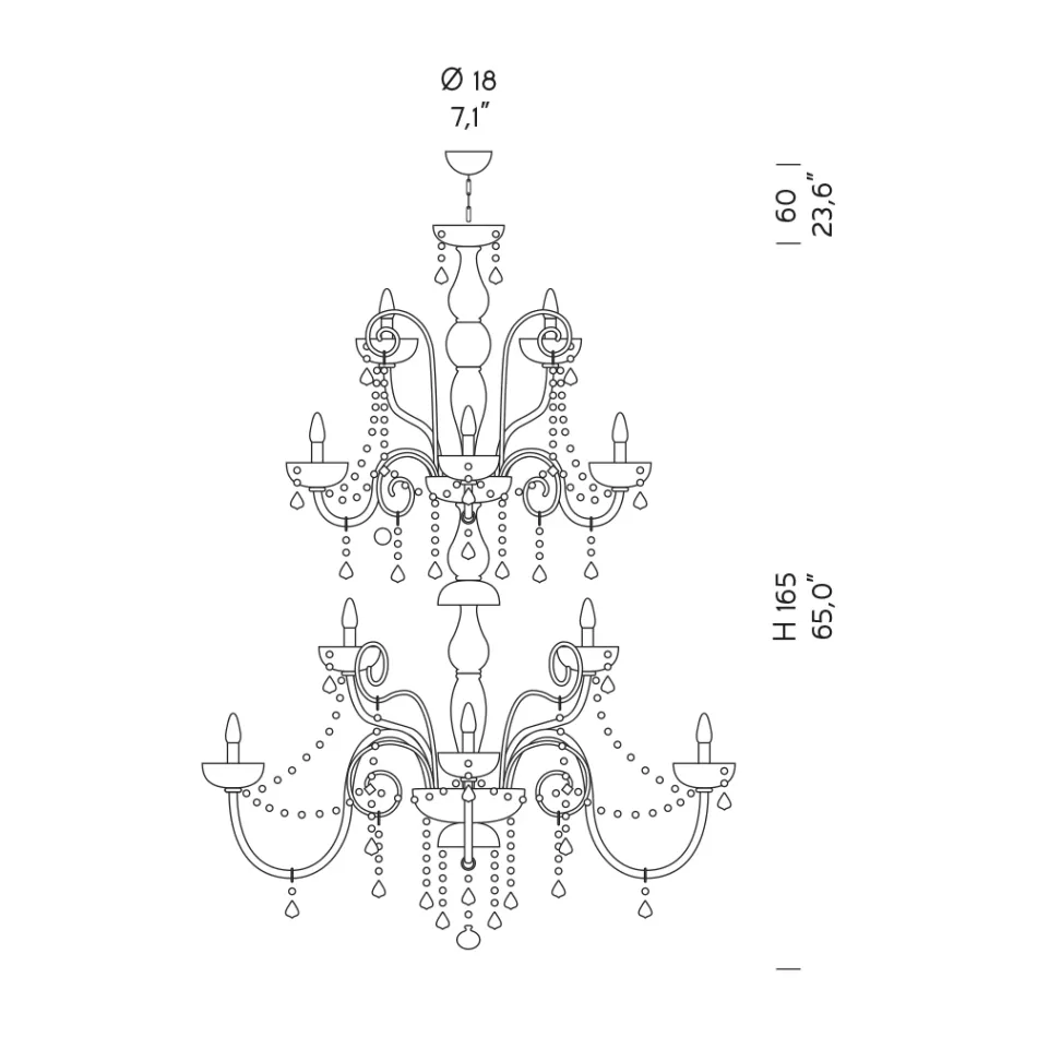 Lustre Classique 36 Lumières en Verre de Venise Fabriqué en Italie - Florentine Viadurini