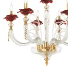 Lustre classique en verre soufflé à 6 lumières Détails floraux - Bluminda Viadurini