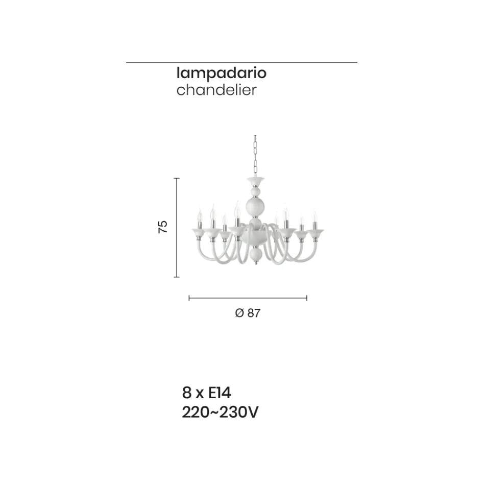 Lustre en verre fait main italien de luxe 8 lumières - Mindful Viadurini