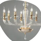 Lustre Rigaton en verre et métal fait main classique à 8 lumières - Fievole Viadurini