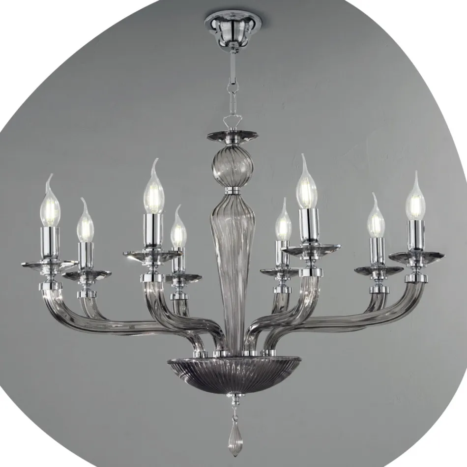 Lustre Rigaton en verre et métal fait main classique à 8 lumières - Fievole Viadurini