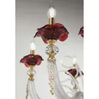 Lustre classique 8 lumières en verre soufflé Détails floraux - Bluminda Viadurini