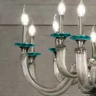 Lustre classique à 8 lumières en verre artisanal et cristaux - Magrena Viadurini