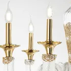 Lustre classique à 8 lumières en verre artisanal et cristaux - Magrena Viadurini