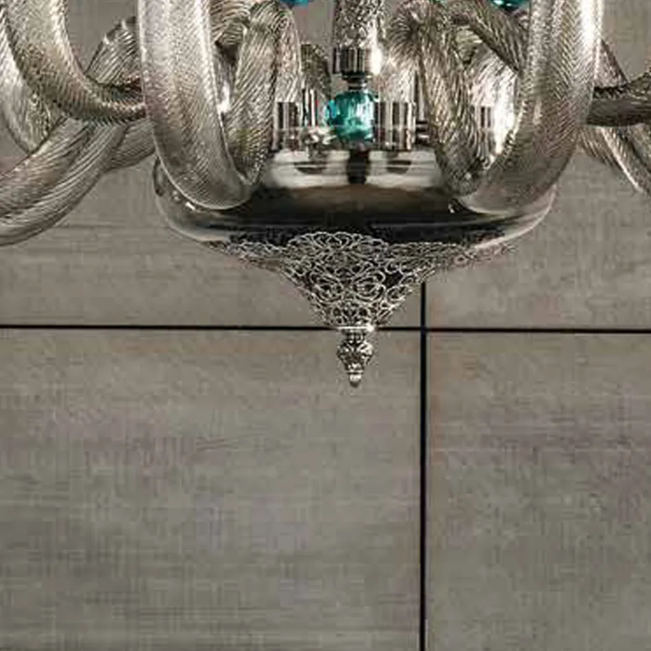 Lustre classique à 8 lumières en verre artisanal et cristaux - Magrena Viadurini