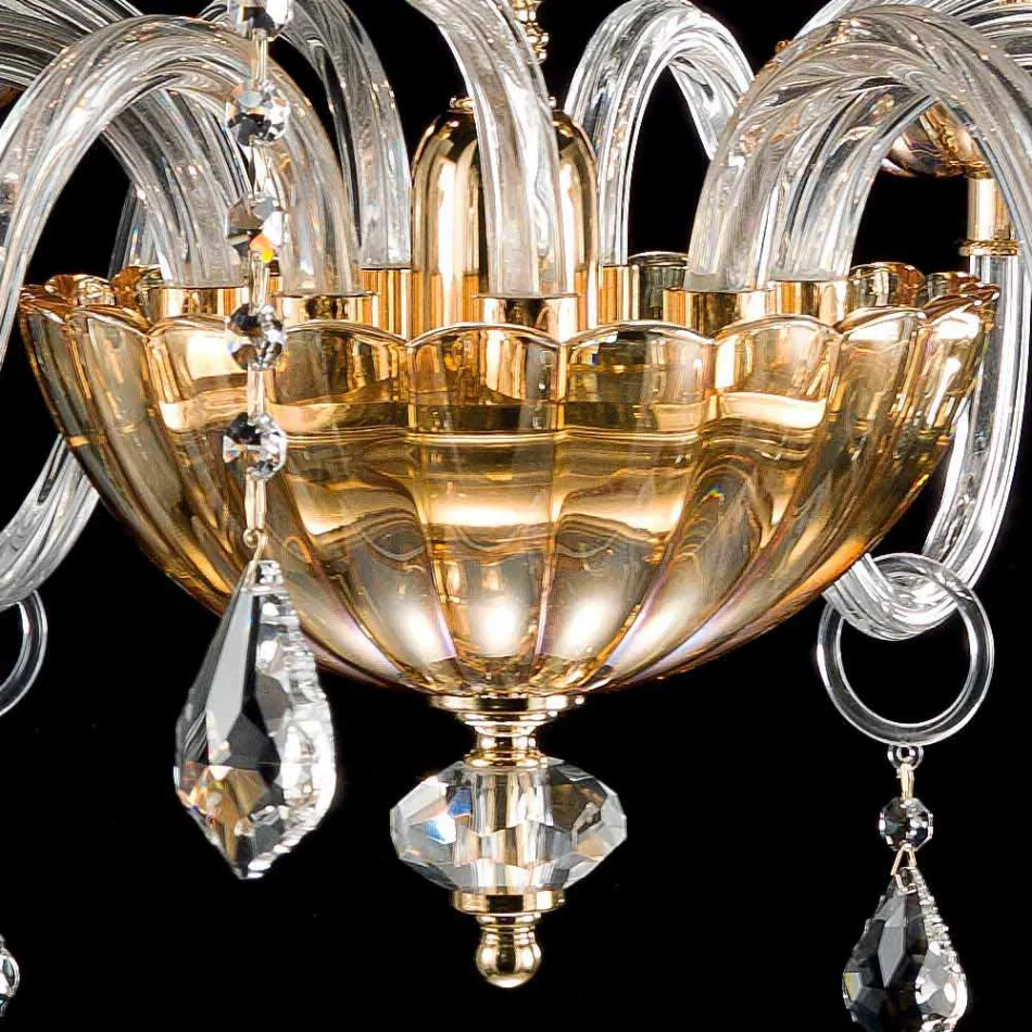 desgin lustre classique 9 lumières et verre fin CRISallo Viadurini