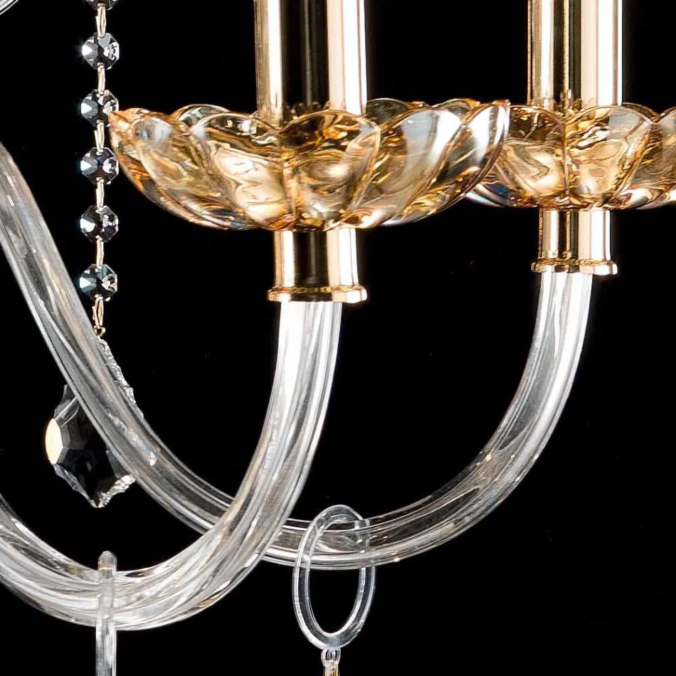 desgin lustre classique 9 lumières et verre fin CRISallo Viadurini