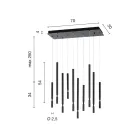 Lustre à 10 lumières LED en métal peint et câbles réglables - Mélèze Viadurini