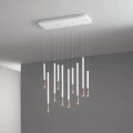 Lustre à 10 lumières LED en métal peint et câbles réglables - Mélèze