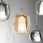 Lustre à 12 lumières en verre et fil transparent fabriqué en Italie - Trilly Viadurini