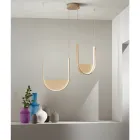 Lustre à 2 LED avec insert amovible en verre granulé - Catalpa Viadurini