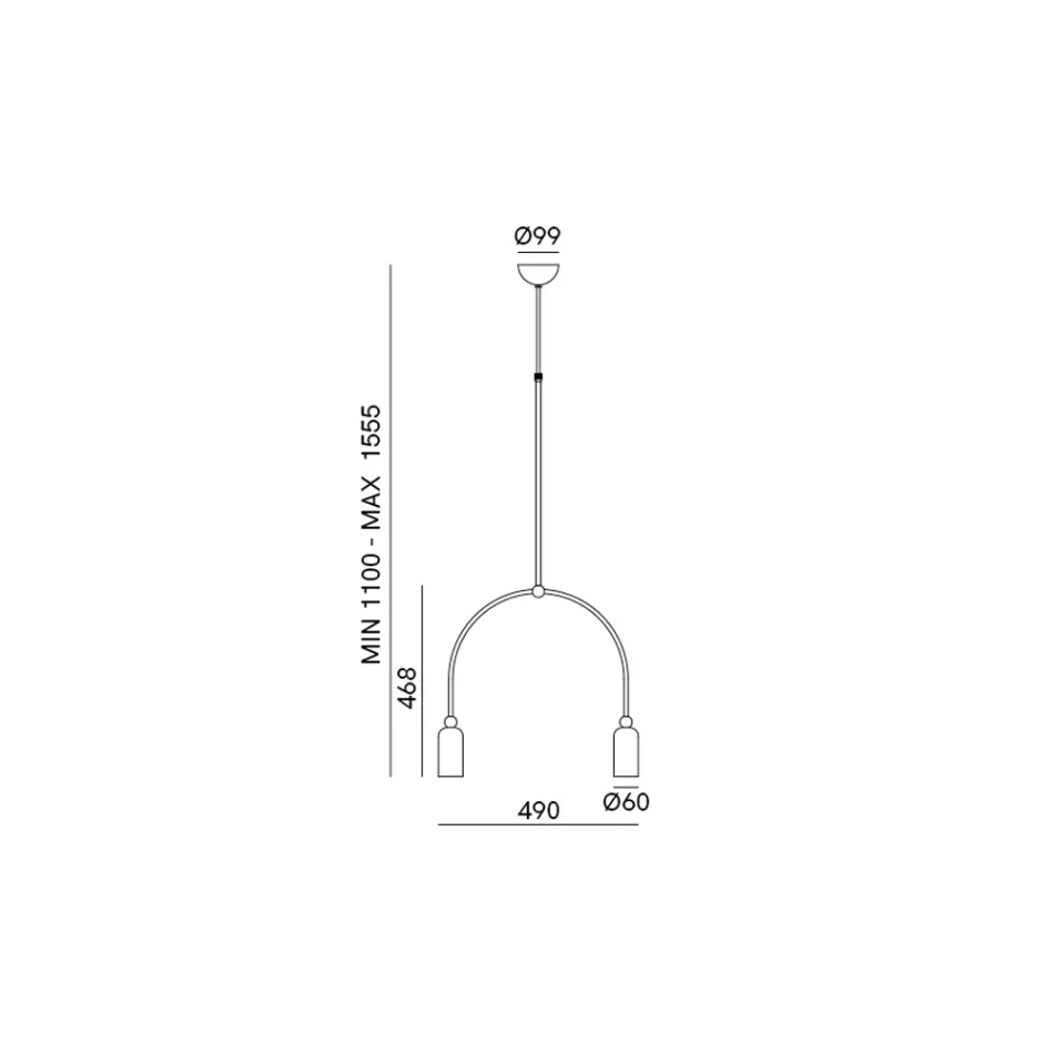Lustre à 2 lumières en différentes finitions fabriqué en Italie - Lady Viadurini