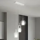 Lustre avec 3 diffuseurs en verre soufflé transparent fabriqué en Italie - Trilly Viadurini