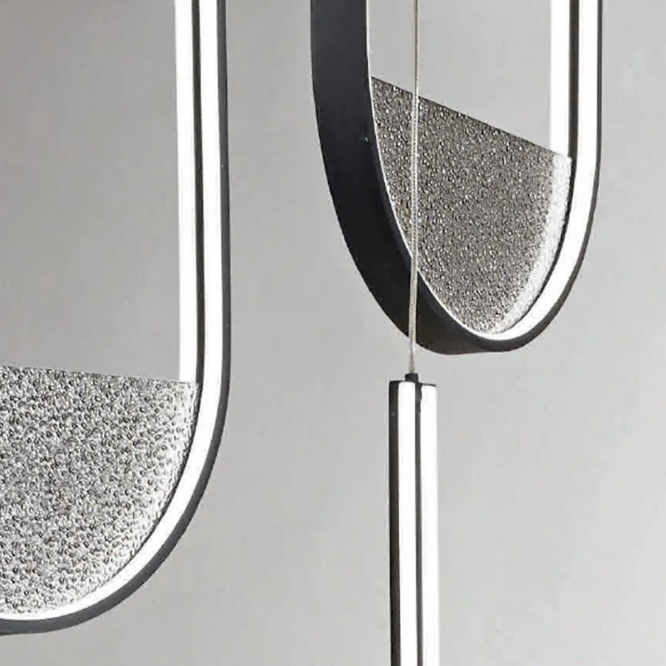 Lustre à 3 LEDs avec Insert Amovible en Verre Granulé - Catalpa Viadurini