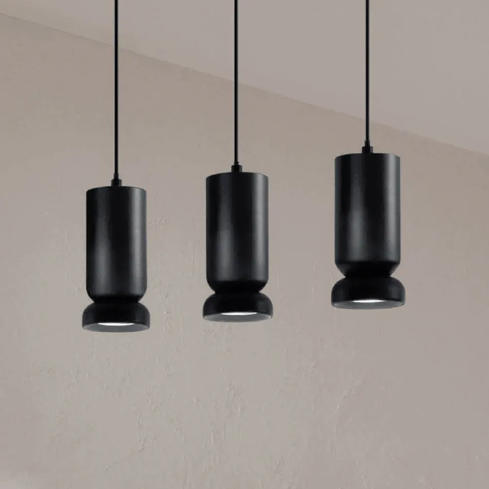 Lustre à 3 LED en aluminium thermolaqué et câble réglable - Buxus Viadurini