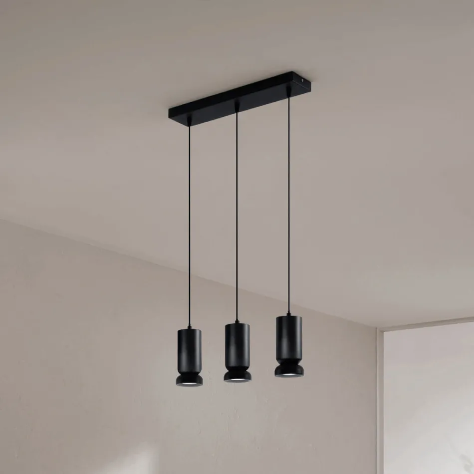 Lustre à 3 LED en aluminium thermolaqué et câble réglable - Buxus Viadurini